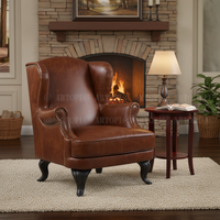 Canapé de salon en cuir véritable Antique, fauteuil simple