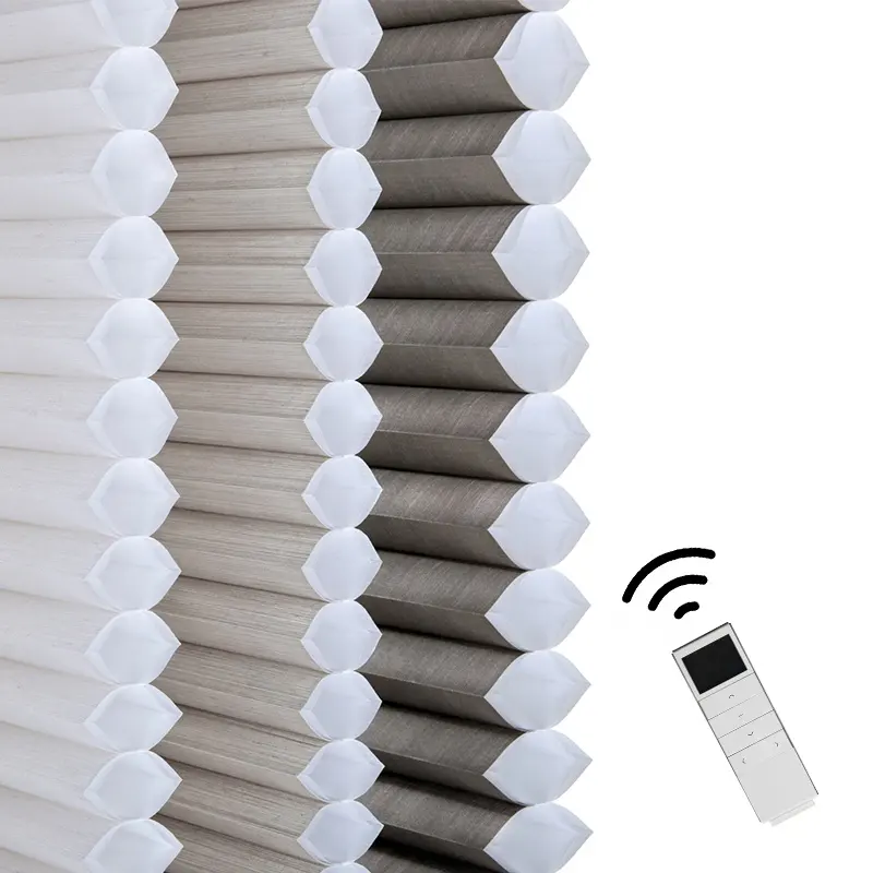 Customized Soundproof Wifi Remote Automatic Motorized Electric Smart Blackout Honeycomb Cellular Shades Blinds
