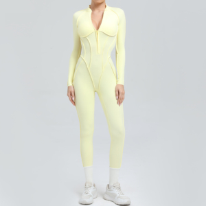 Áo liền quần thể dục <span class=keywords><strong>Catsuit</strong></span> dài đầy đủ quần áo nữ áo liền quần có khóa kéo đường may đường viền nén nâng cao hình thể trang phục tập gym - Product Image 4