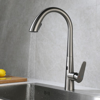 Robinet de cuisine intelligent à poignée unique avec capteur infrarouge, gris, extractible, à montage sur plan, eau froide et chaude, en acier inoxydable SUS304