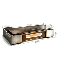 Bureau de direction moderne de luxe pour PDG, grand bureau en forme de L en bois avec éclairage LED et armoire de rangement