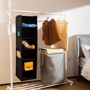 6 Shelf Hanging Closet Organizer 1 Pack With 4 Side Pockets For Clothes <b>Shoes</b> <b>Storage</b> Behind Door Wall Mount Hook - Product Image 2