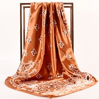 Hijab imprimé double face à motif Paisley, logo personnalisé, en satin de soie, bandanas de cowboy assortis, 35x35 pouces, foulard pour hommes et femmes