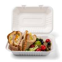 Boîtes alimentaires jetables en bagasse, sans PFAS, biodégradables, 9x6 pouces, pour plats à emporter, vente en gros