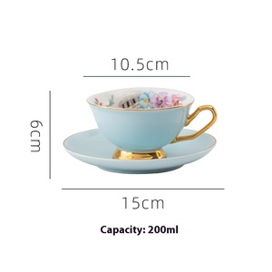 Commercio all'ingrosso della fabbrica tazza di caffè in ceramica e piattino Set Phnom Penh glassato pomeriggio tazza di tè di fiori tazza di tè per tazze rosse nette uso - Product Image 6