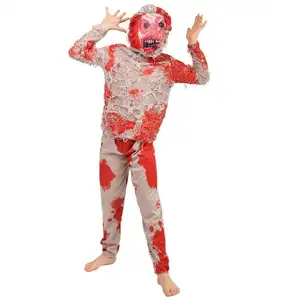 New Year Promotion Bloody Zombie Deluxe Costume for Child Monster Kids Halloween Costume with Headwear