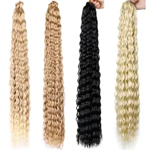 Water Wave Curl Deep Wave Twist Crochet Hair Synthetic Braiding Hair 30 Inches Synthetic Water Wave Hair Extension For Women
