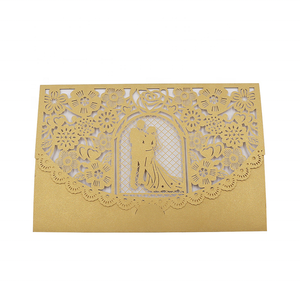 Cartes d'invitation de <span class=keywords><strong>mariage</strong></span> de luxe de style européen, découpées au <span class=keywords><strong>laser</strong></span> personnalisées, décorations en papier métallisé, invitations de fête en gros - Product Image 4