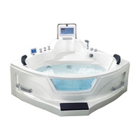Baignoire thermostatée de massage double surface Qianshengjia, design triangulaire en forme d'éventail, immersion profonde pour appartement, modèle Cyber Celebrity