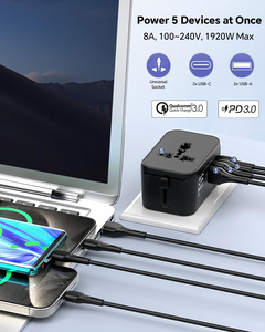 2 PD20W USB-C & 2 QC18W USB-A portları ile evrensel seyahat adaptörü, hızlı şarj uluslararası priz adaptörü - Product Image 4