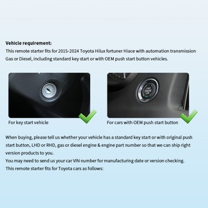ชุดสตาร์ทรถยนต์แบบรีโมท EASYGUARD Plug Play สำหรับ Toyota Hilux ปี 2015-2024 ที่มีปุ่มสตาร์ทแบบกดติดเครื่อง (OEM) และเกียร์อัตโนมัติ - Product Image 3
