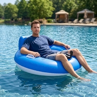 Bouée gonflable motorisée pour piscine, avec commande à double joystick, porte-gobelets, en PVC, pour usage intérieur/extérieur