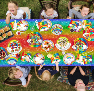Ensemble <span class=keywords><strong>de</strong></span> vaisselle jetable sur le thème <span class=keywords><strong>de</strong></span> l'arc-en-ciel, assiettes, gobelets, serviettes, nappe, bannière, guirlande pour fête d'anniversaire <span class=keywords><strong>de</strong></span> garçon ou <span class=keywords><strong>de</strong></span> fille - Product Image 6