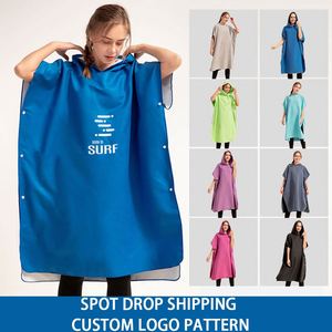 Serviette de plage à capuche en microfibre suédée unie, absorbante et douce, avec logo personnalisé, pour adultes unisexes - Product Image 5