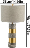 Lampe de table électrique moderne en fer gris avec abat-jour en tissu pour salon, chambre, café, bureau, lampe de table de luxe