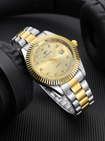 Montre à quartz pour homme en acier inoxydable avec strass de luxe, bracelet unique, montre de mode pour gentlemen, style antique, 20 mm