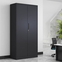 Armoire de rangement de bureau en métal noir, armoire à dossiers en acier verrouillable à deux portes pour documents, fournitures de bureau et archivage