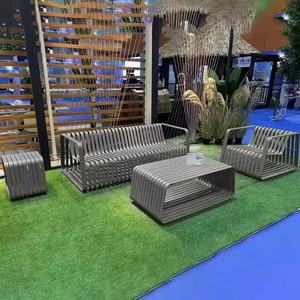 Conjunto de Sofás Modernos para Exteriores, de Aleación de Aluminio, Móviles, Resistentes a la Lluvia y al Sol, con Mesa de Centro de Diseño, para Patio o Villa - Product Image 4