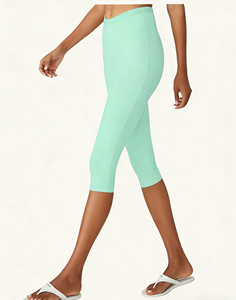 Leggings Capri Elásticos de Cintura Media para Mujer, Tallas Grandes, Paquete de 2, Color Verde Menta y Gris Jaspeado - Product Image 2