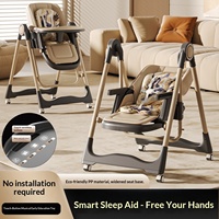 Chaise haute à bascule 2-en-1 pour bébé, réglable, avec musique, éveil musical intelligent, structure métallique