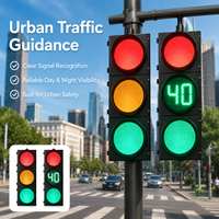 Feu de signalisation LED Yongwei 300 mm pour vélo, rouge, jaune, vert (RYG), avec affichage intégré du compte à rebours, alimentation secteur pour circulation routière