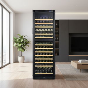 Réfrigérateur à <span class=keywords><strong>vin</strong></span> électrique grand format ODM pour usage domestique avec porte vitrée automatique, réfrigérant R600A intégré - Product Image 1