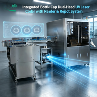 Ligne de marquage laser UV et de traçabilité des données pour bouchons de bouteilles entièrement intégrée, avec chargement automatique, rejet des défauts et collecte de données en temps réel
