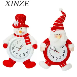 16" plush santa doll wall clock home decoration plush snowman clock christmas handicrafts supplies