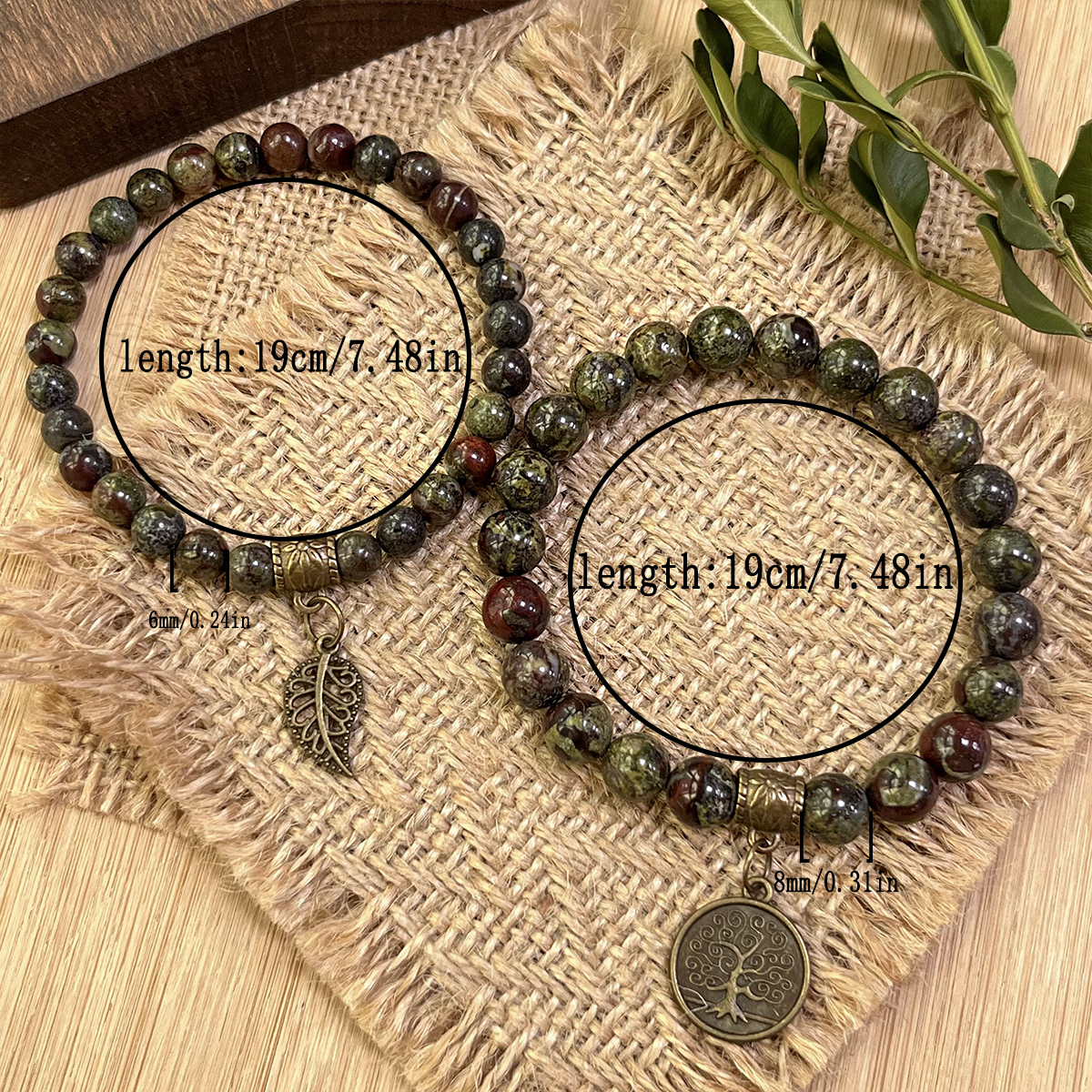Bracelets double couche en pierre Dragonblood 6 mm et 8 mm