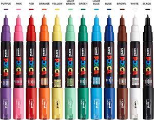 12 marqueurs de peinture <span class=keywords><strong>Posca</strong></span>, marqueurs de PC-1M avec pointes extra fines, ensemble de marqueurs <span class=keywords><strong>Posca</strong></span> de stylos de peinture <span class=keywords><strong>acrylique</strong></span> pour fournitures d'art - Product Image 1