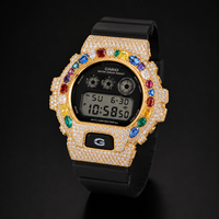 Boîtier de montre en laiton serti de moissanite, compatible avec les Casio G-Shock DW6900, bijoux de luxe hip-hop en gros