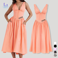 Nouvelle arrivée Robes maxi dos nu pour l'été Vente en gros de robes pour femmes Robe à volants à plusieurs niveaux en coton et en lin Robe de plage bohème pour le printemps personnalisée