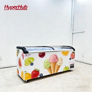 Vitrine Réfrigérée Horizontale Commerciale à Porte Vitrée <span class=keywords><strong>pour</strong></span> Gelato, Crème Glacée, Boissons et Bières – Congélateur Coffre de Présentation - Product Image 1