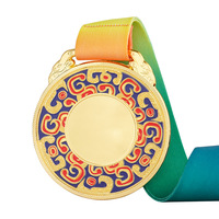 Médaille en métal noir plaqué or gravée au laser personnalisée avec rose 3D et ruban rouge et blanc pour promotion sur le thème du sport