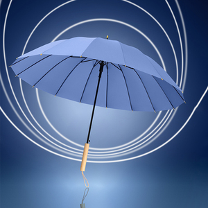 <span class=keywords><strong>Parapluie</strong></span> droit personnalisé avec logo, manche en bois 16 baleines, <span class=keywords><strong>petit</strong></span> format, résistant aux intempéries (pluie <span class=keywords><strong>et</strong></span> soleil), puissant <span class=keywords><strong>et</strong></span> résistant au vent - Product Image 1