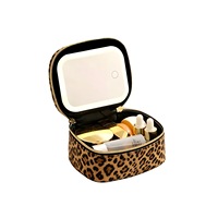 Tas Makeup Portabel Cermin LED Kustom, Tas Makeup Mini Tahan Air untuk Perjalanan