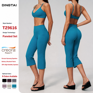 Ensemble de yoga 2 pièces Dingtai pour femme : Legging capri taille haute effet push-up et brassière de sport – Vente en gros OEM - Product Image 1