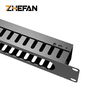 ZHEFAN 1u رف معدني مثبت مع غطاء معدني منظم كابل 19 بوصة ل 19 بوصة