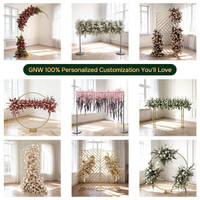 Décoration de mariage GNW, arche florale artificielle en soie, rangée de fleurs roses, chemin de table, décoration de mariage carrée dorée, toile de fond