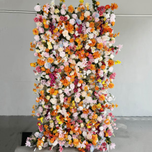 Primavera estate arrotolare il panno colorato della parete del fiore selvatico sullo sfondo arancione multicolore della parete del fiore per la decorazione <span class=keywords><strong>di</strong></span> nozze - Product Image 3