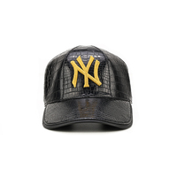 Casquette de baseball ZENOS haut de gamme en cuir véritable imperméable avec logo brodé en 3D, idéale pour le sport, le golf et les voyages