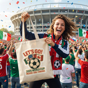 Sac fourre-tout en toile personnalisé sur le thème <span class=keywords><strong>du</strong></span> football pour le Tournoi de football international 2026 – Sac de shopping promotionnel pour les fans - Product Image 5