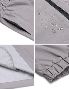 Men PU Coating <strong>Waterproof</strong> Water Repellent Lightweight Outdoor Hooded Hiking Running <strong>Grey</strong> Color Rain Spray <strong>Jacket</strong> and Pant Suit - Product Image 4