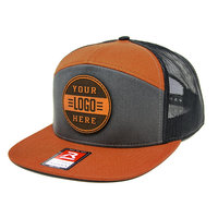 Gorra Trucker Richardson 168 de 7 Paneles con Parche de Cuero y Logotipo Bordado en 3D Personalizado, Malla Lisa, Cierre a Presión, en Oferta