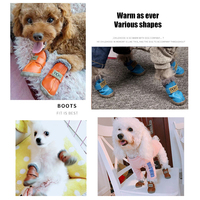Sepatu Bot Anjing Gaya Teddy Musim Dingin Beludru Hewan Peliharaan Satu Set 4 Sepatu Bot Salju Anjing Beruang Pomeranian