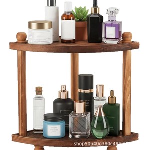 Étagère d'angle en bois à double niveau, hauteur 12,6 pouces, pour comptoir de cuisine ou salle de bain - Product Image 5