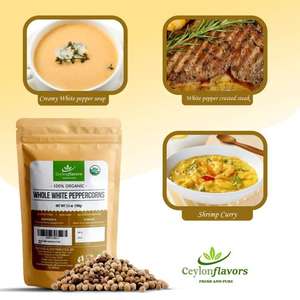 Poivre blanc entier biologique certifié, qualité supérieure, herbes et épices, best-seller - Product Image 3