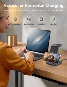 แท่นชาร์จไร้สายคุณภาพสูง 15W สำหรับโทรศัพท์มือถือและ Apple Airpods วัสดุ ABS แรงดันขาออก 5V/3A กระแสไฟ 5A - Product Image 2
