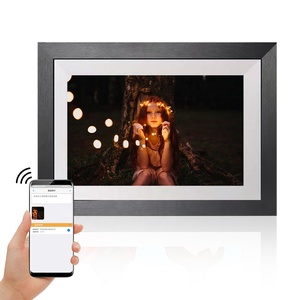 Marco de Fotos Digital de Madera con Wi-Fi, Reproductor MP3 y Video, Descarga Gratuita de Imágenes HD en Inglés, 10 Pulgadas - Product Image 1