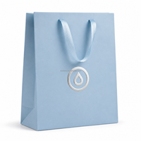 Custom Printed Recyclable White Paperboard Craft Paper Bags Shopping Gift Gold Foil Luxury Ribbon Handle